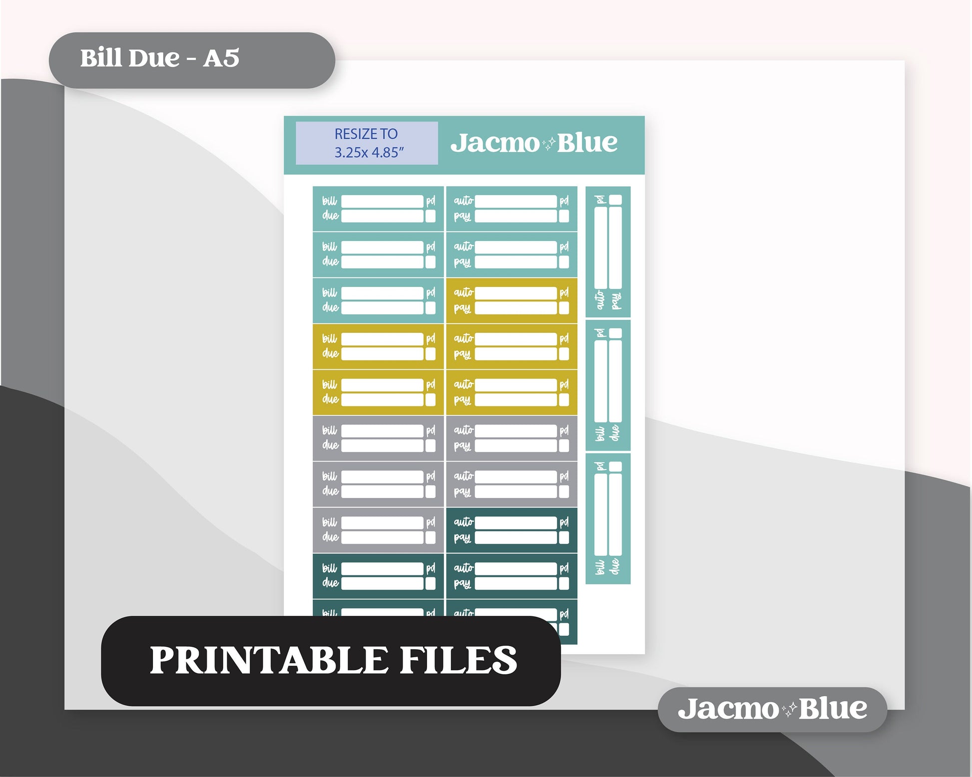 PRINTABLE Plum Paper Planner Monthly Stickers Spring 8x11 7x9 A5 Print and Cut - Kit 204 Includes Bill Due Auto Pay and Months Green Spring