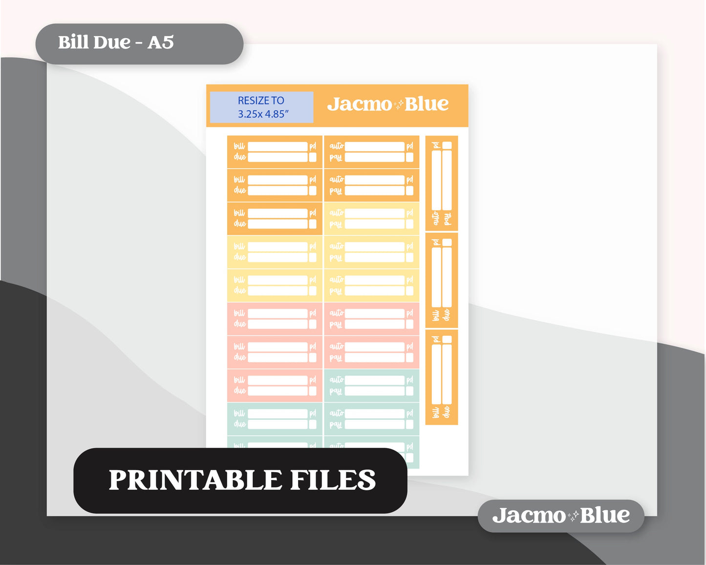 PRINTABLE Plum Paper Planner Monthly Stickers Spring 8x11 7x9 A5 Print and Cut - Kit 205 Includes Bill Due Auto Pay and Months Spring April