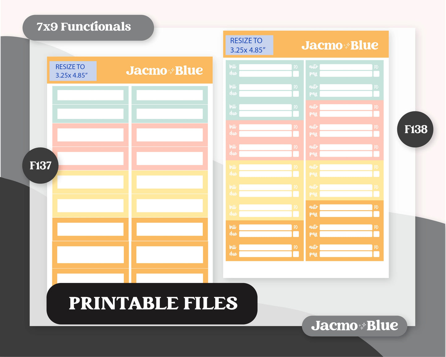 PRINTABLE Plum Paper Planner Monthly Stickers Spring 8x11 7x9 A5 Print and Cut - Kit 205 Includes Bill Due Auto Pay and Months Spring April