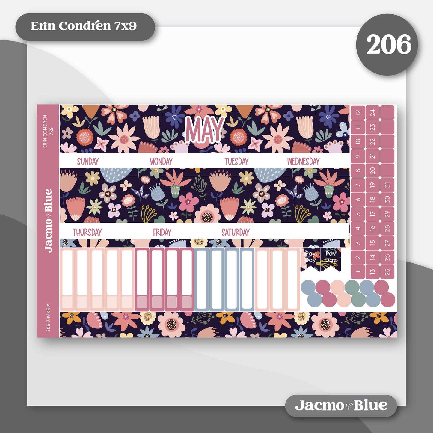 a calendar with a floral pattern on it