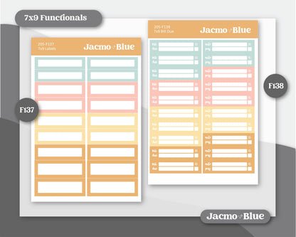 a set of three planner pages with different colors and sizes