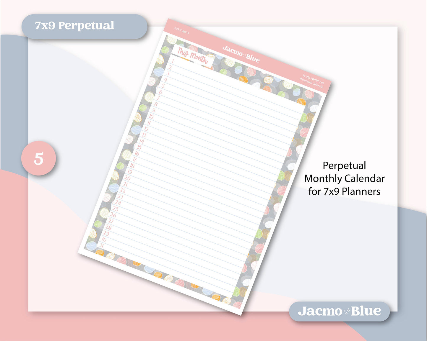 a notepad with the words, personal, and month - by - month calendar