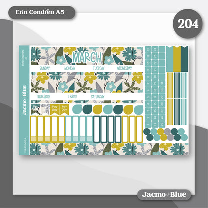 a planner sticker with flowers and birds on it