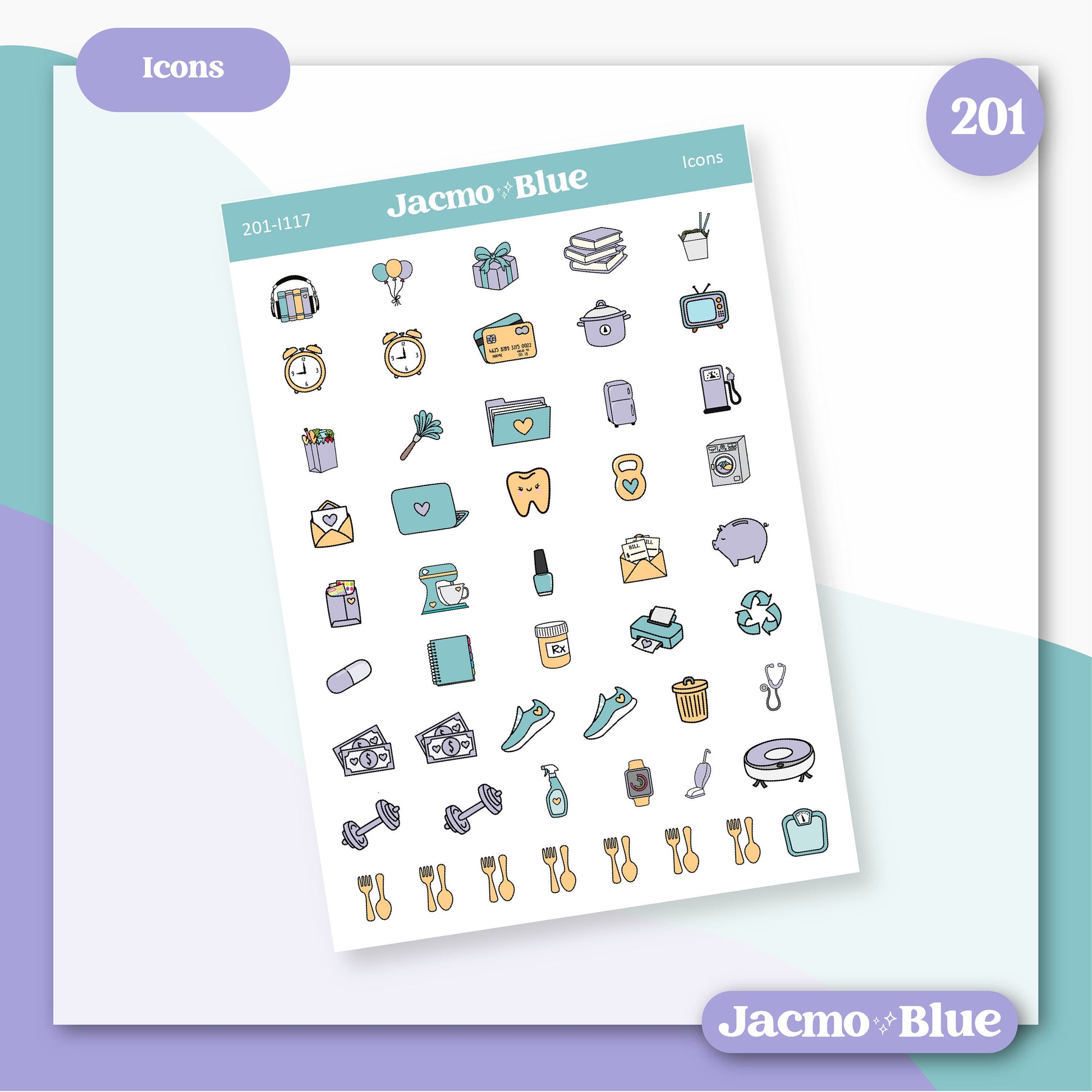 January Plum Paper Monthly Sticker Kit for 8x11 7x9 A5 Planners - Kit 201 January Planner Stickers