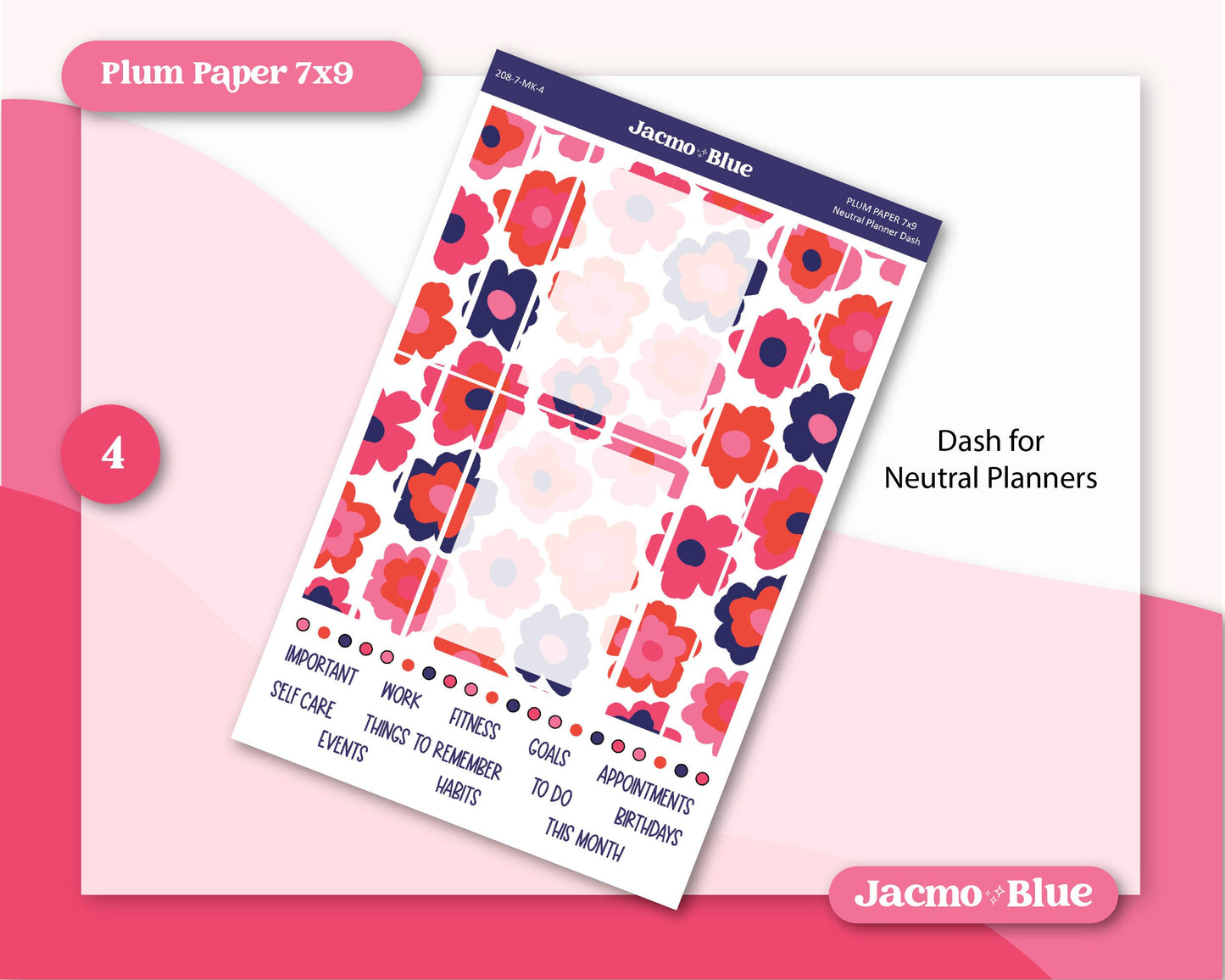 July Plum Paper Monthly Sticker Kit for 8x11 7x9 A5 Planners - Kit 208 July Planner Stickers