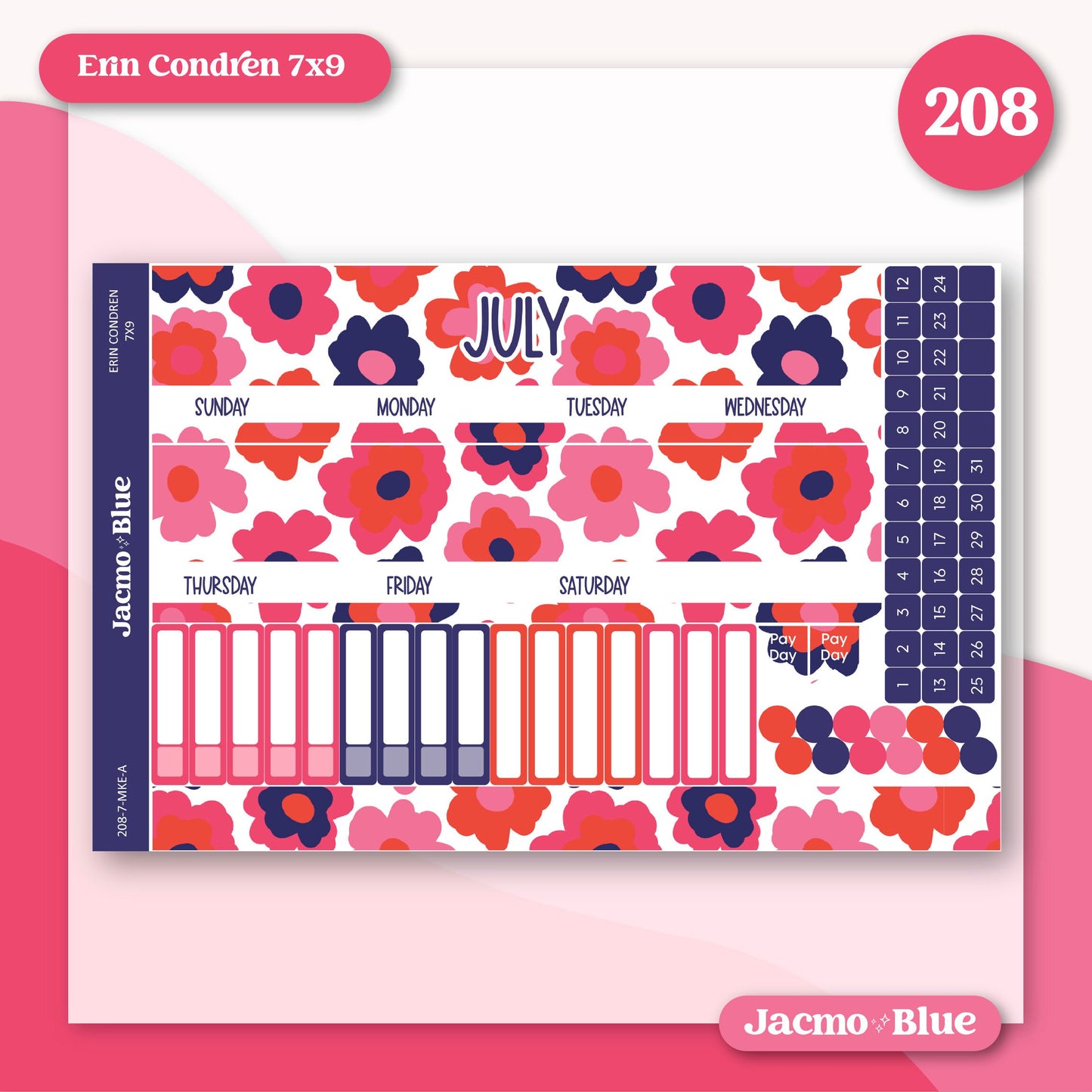 a calendar with a floral pattern on it