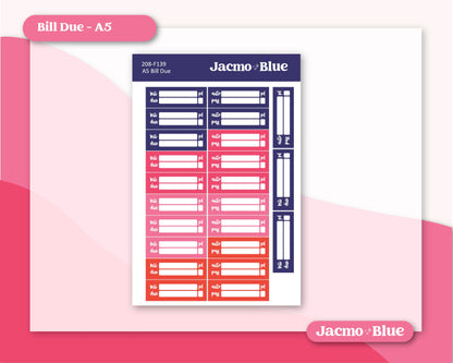 a blue and red planner with a pink background