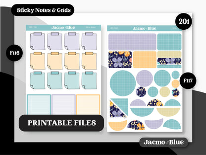 PRINTABLE Weekly Sticker Kit Standard B6 Academic Planner Stickers - Silhouette Cricut Transparent PNG Files 201