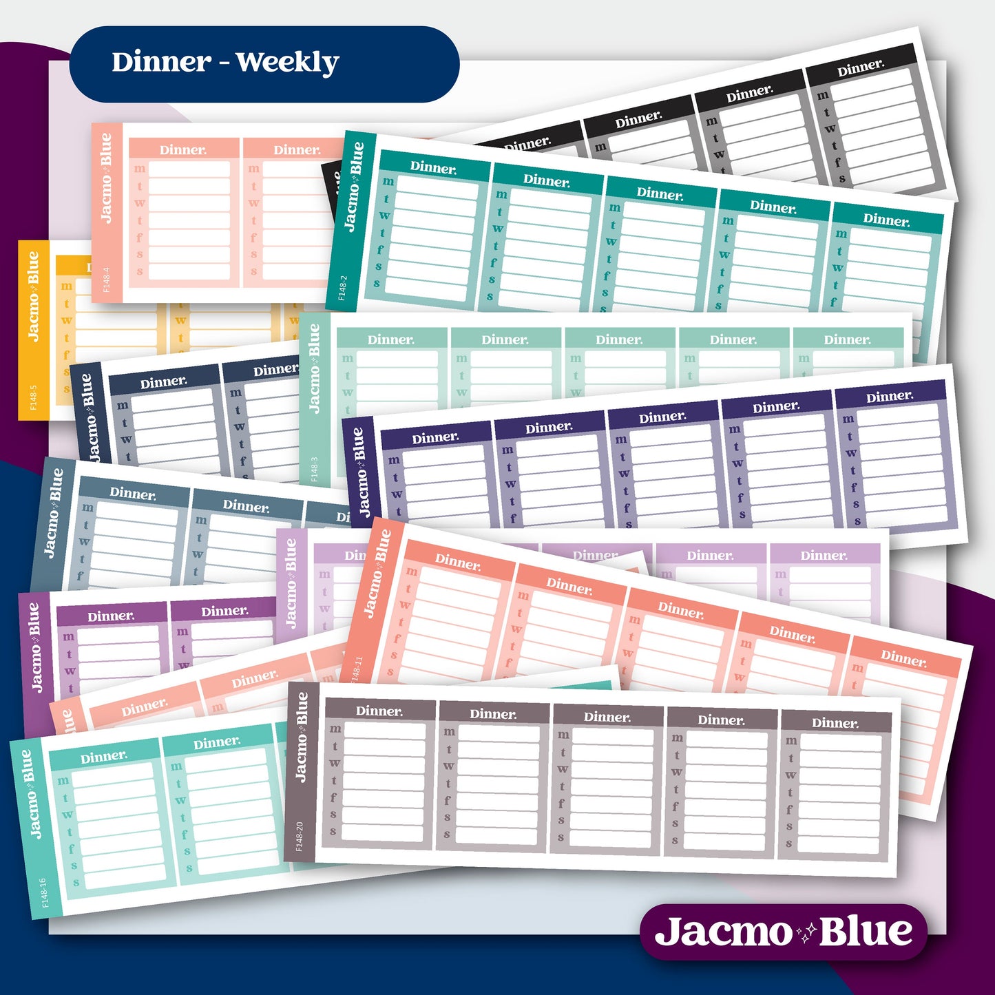 a stack of planner stickers with the text planner weekly