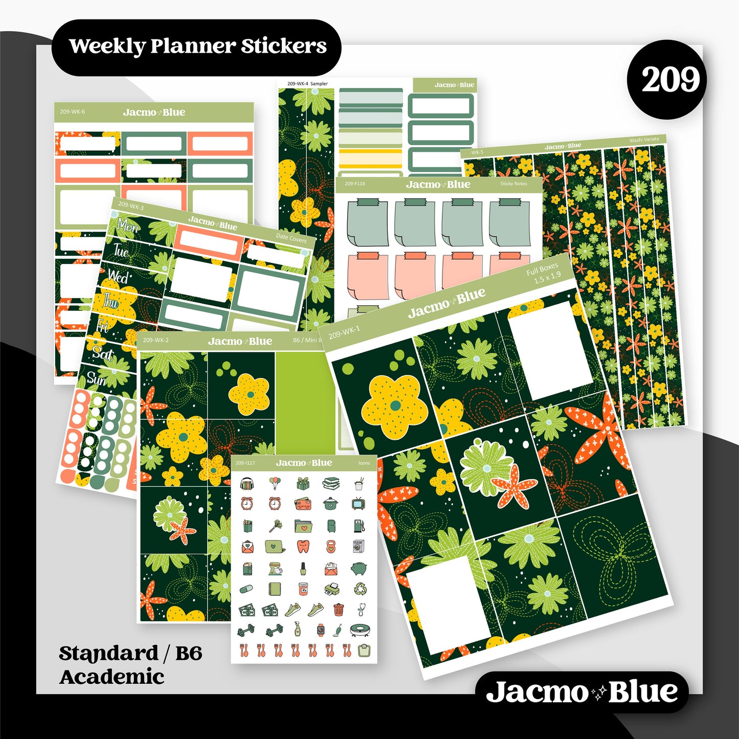 Weekly Planner Sticker Kit Vertical Planner Stickers Kit 209 August Summer Cute