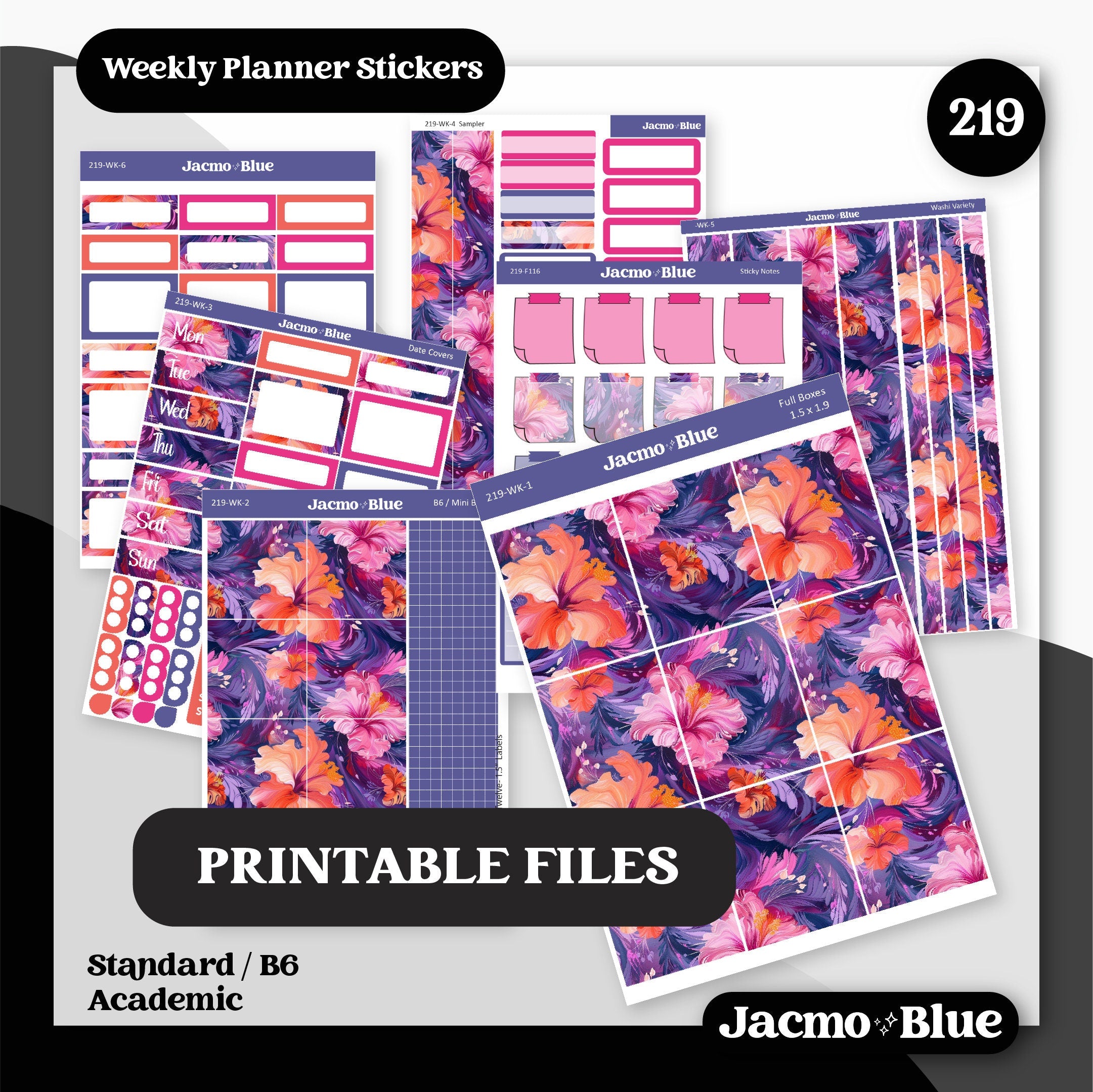PRINTABLE Weekly Sticker Kit Standard B6 Academic Planner Stickers - S ...