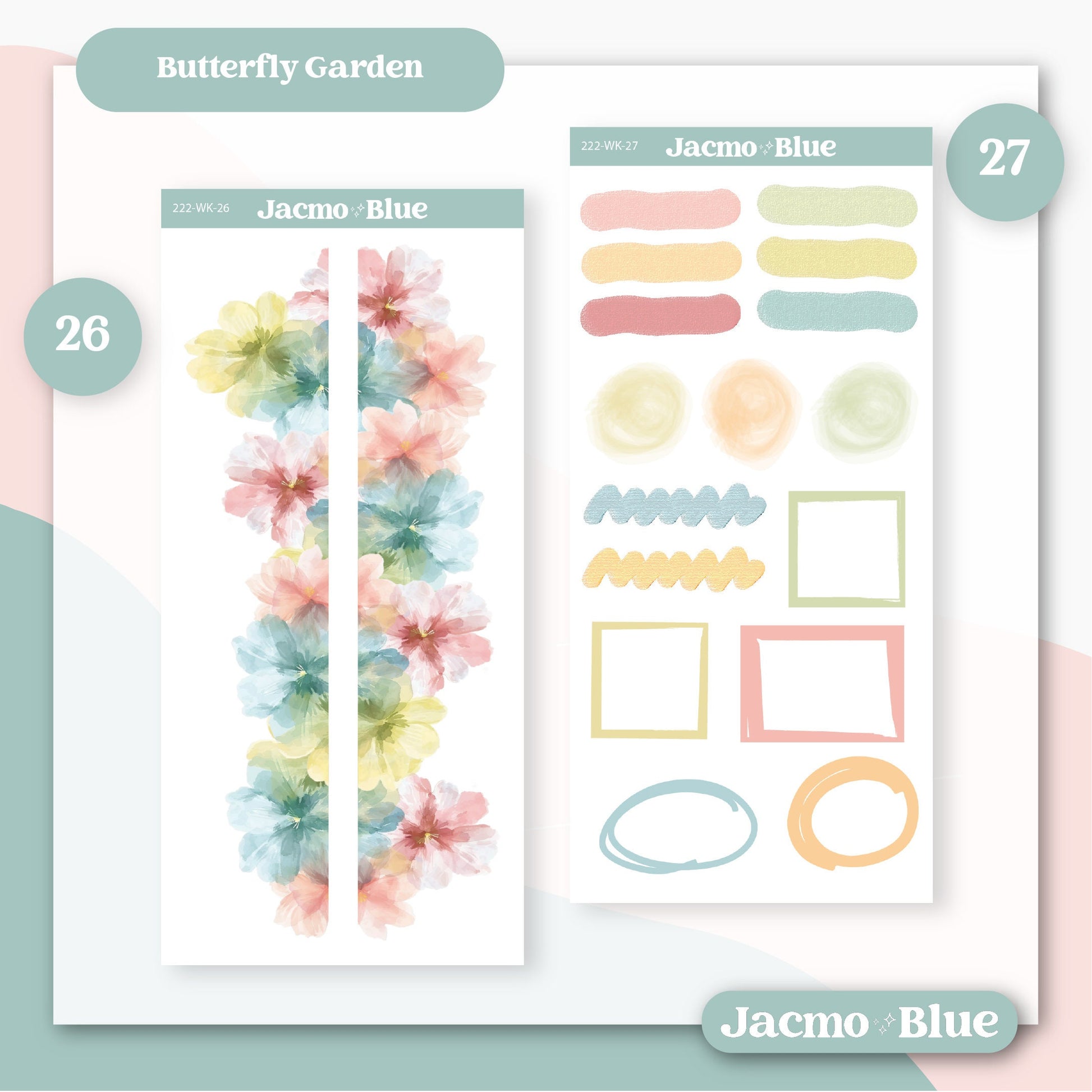 Journaling Weekly Planner Stickers Bullet Journal or Hobonichi Wonderland 222 Free Form Sticker Kit Butterfly Garden Kit 222