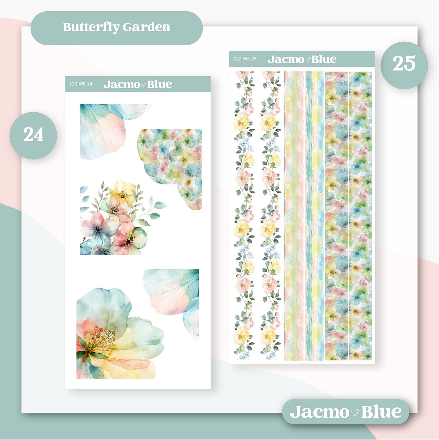 Journaling Weekly Planner Stickers Bullet Journal or Hobonichi Wonderland 222 Free Form Sticker Kit Butterfly Garden Kit 222