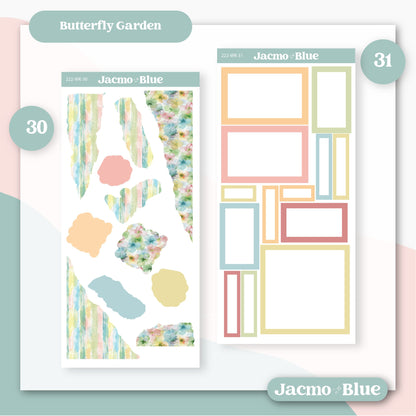 Journaling Weekly Planner Stickers Bullet Journal or Hobonichi Wonderland 222 Free Form Sticker Kit Butterfly Garden Kit 222