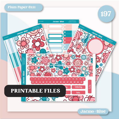 PRINTABLE Plum Paper Planner Monthly Stickers Spring 8x11 7x9 A5 Print and Cut - Kit 197