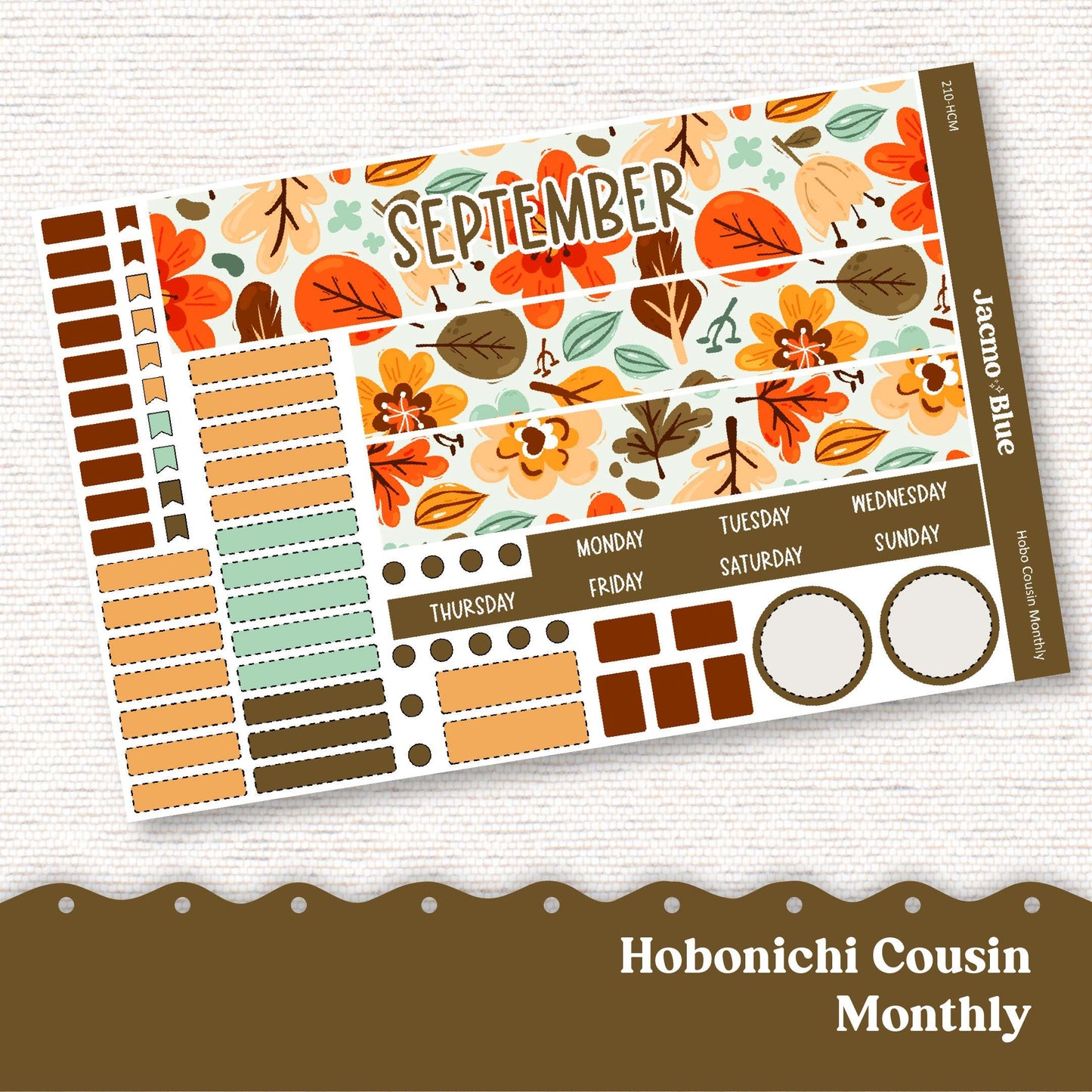 Hobonichi Cousin Monthly Planner Stickers Kit 210 September Monthly Hobo Kit