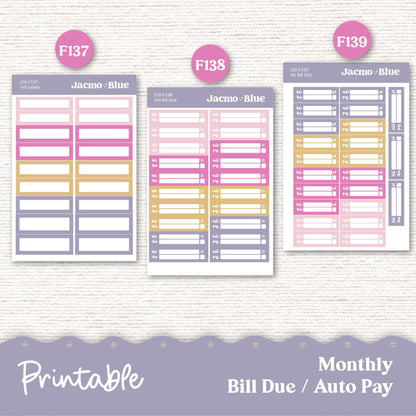 PRINTABLE Plum Paper Planner Monthly Stickers Spring 8x11 7x9 A5 Print and Cut - Kit 220 Pink Wishes Includes Bill Due Auto Pay and Months