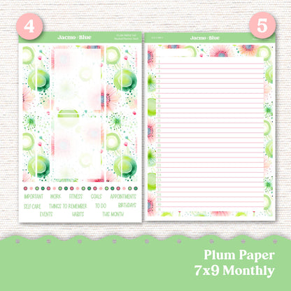 Carefree Plum Paper Monthly Sticker Kit for 8x11 7x9 A5 Planners - Kit 223 Planner Stickers Summer PPP Plum Paper Planner Stickers