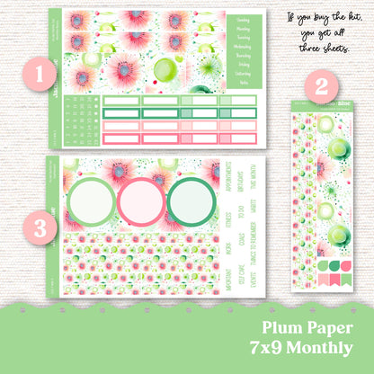 Carefree Plum Paper Monthly Sticker Kit for 8x11 7x9 A5 Planners - Kit 223 Planner Stickers Summer PPP Plum Paper Planner Stickers