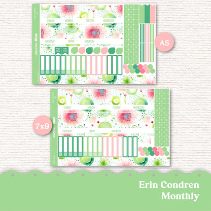 Carefree 7x9 A5 Kit Monthly Planner Erin Condren Sticker Kit 223 Monthly Kit for 7x9 or A5 planners