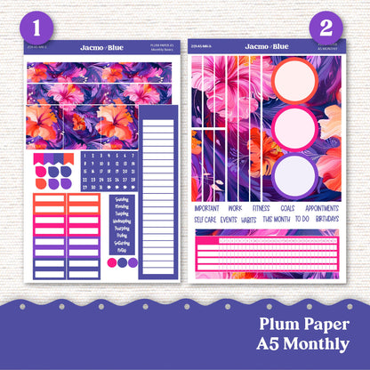 Spontaneous Plum Paper Monthly Sticker Kit for 8x11 7x9 A5 Planners - Kit 219 Planner Stickers Violet Pink Vibrant