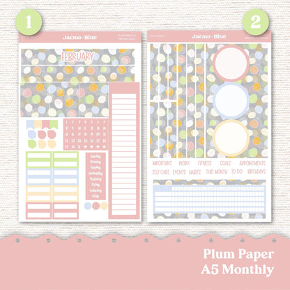 February Plum Paper Monthly Sticker Kit for 8x11 7x9 A5 Planners - Kit 203 February Stickers