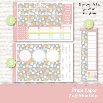 February Plum Paper Monthly Sticker Kit for 8x11 7x9 A5 Planners - Kit 203 February Stickers