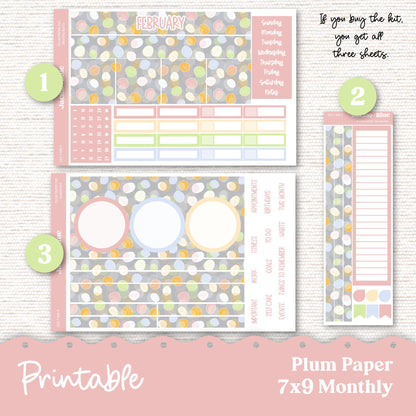 PRINTABLE Plum Paper Planner Monthly Stickers Spring 8x11 7x9 A5 Print and Cut - Kit 203 Includes Bill Due Auto Pay and Months