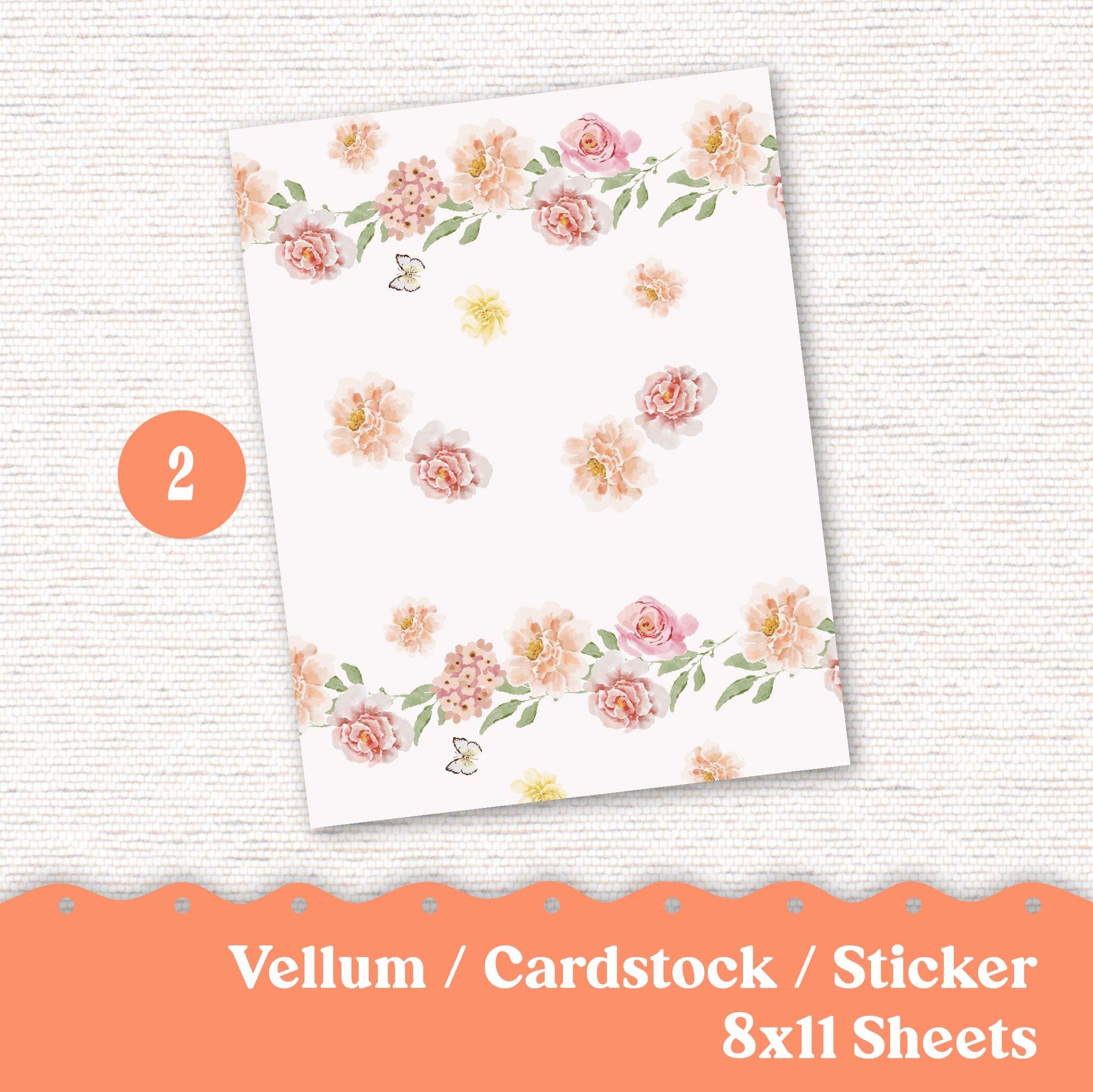 Vellum or Cardstock Dashboard Tip-in for Planners or Junk Journaling - Kit 227 Vibrant Floral