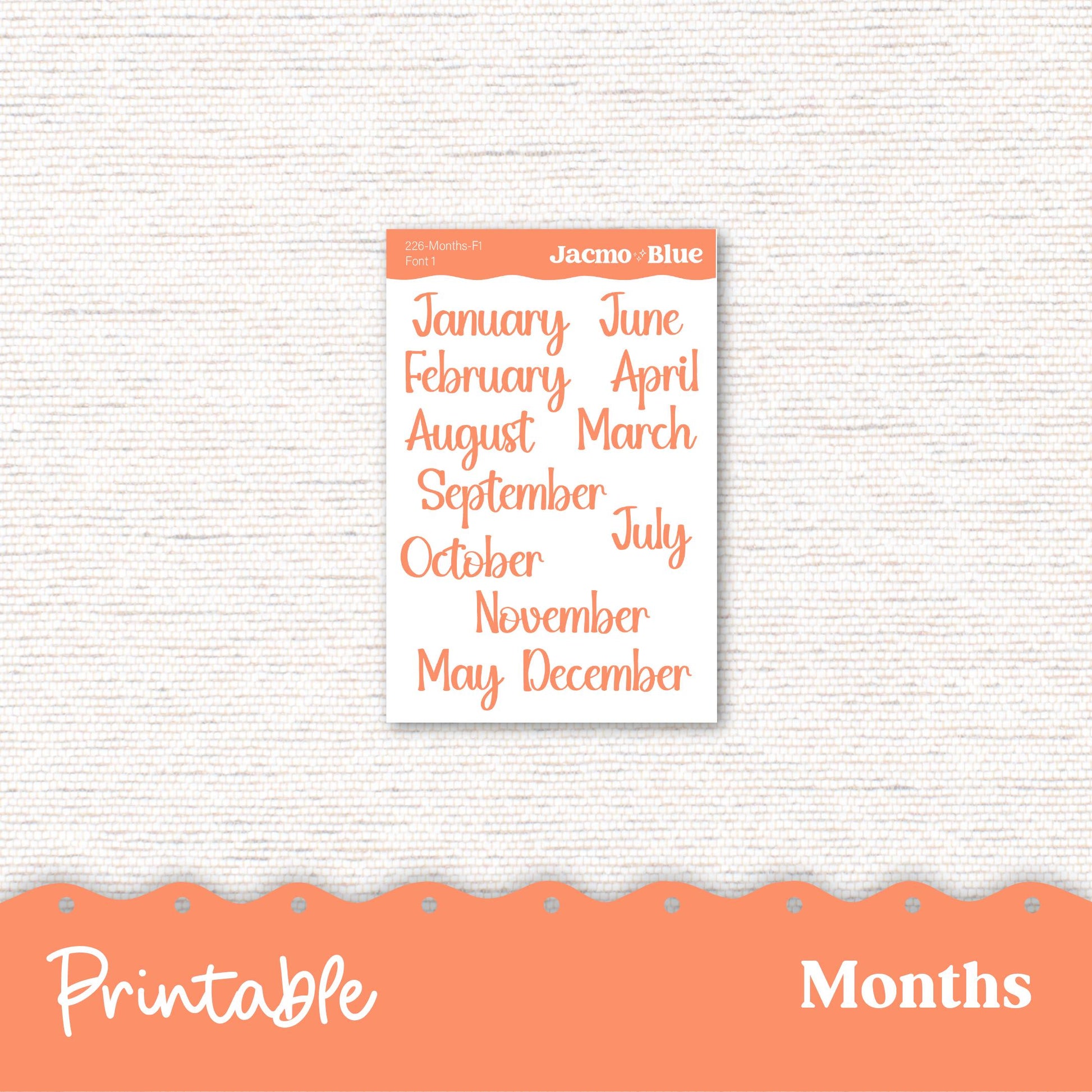 PRINTABLE Monthly Planner Stickers for Erin Condren 7x9 and A5 - Print and Cut Silhouette and Cricut - 227P