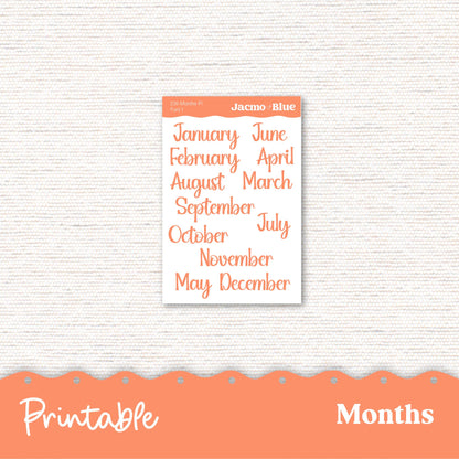 PRINTABLE Monthly Planner Stickers for Erin Condren 7x9 and A5 - Print and Cut Silhouette and Cricut - 227P