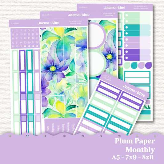 Spring Plum Paper Monthly Sticker Kit for 8x11 7x9 A5 Planners - Kit 215 Planner Stickers