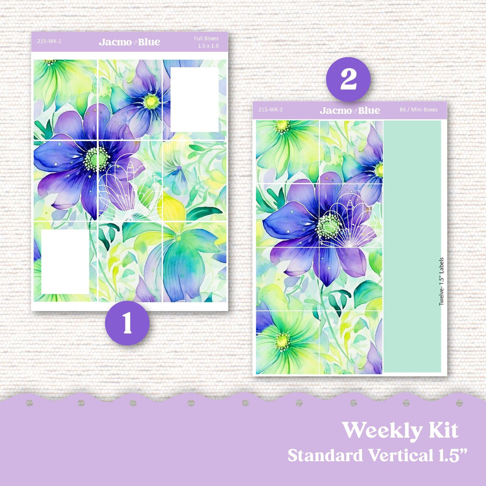 Spring Floral Purple Green Weekly Planner Sticker Kit Vertical Planner Stickers 215 Happy Planner Erin Condren Plum Paper