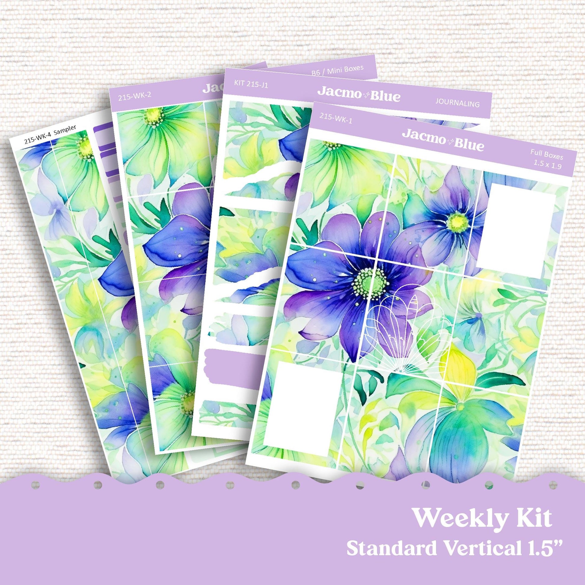 Spring Floral Purple Green Weekly Planner Sticker Kit Vertical Planner Stickers 215 Happy Planner Erin Condren Plum Paper