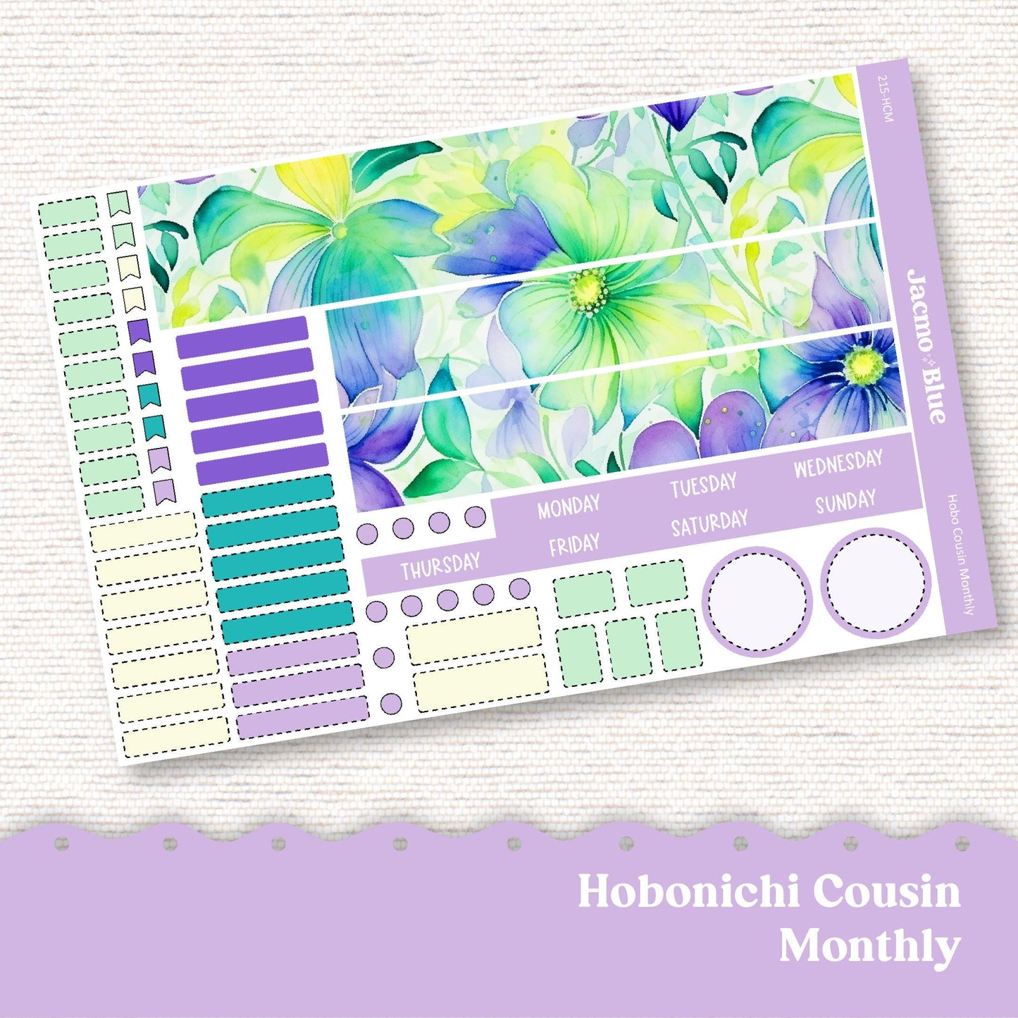 Hobonichi Cousin Monthly Planner Stickers Kit 215 Spring Monthly Hobo Kit