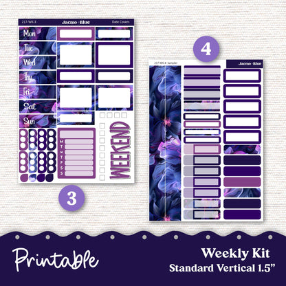 PRINTABLE Weekly Sticker Kit Vertical Planner Stickers - Silhouette Cricut Transparent PNG Files 217 Moody