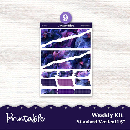 PRINTABLE Weekly Sticker Kit Vertical Planner Stickers - Silhouette Cricut Transparent PNG Files 217 Moody