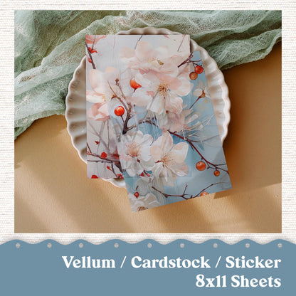 Vellum or Cardstock Dashboard Tip-in for Planners or Junk Journaling - Kit 195 Winter Berries December January February