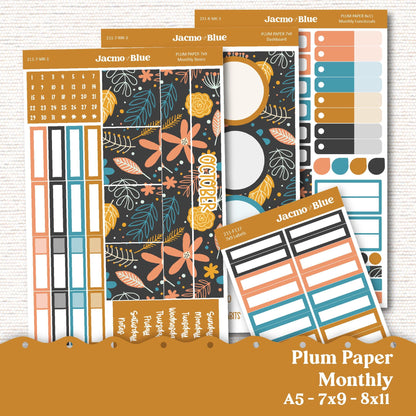 October Plum Paper Monthly Sticker Kit for 8x11 7x9 A5 Planners - Kit 211 Planner Stickers