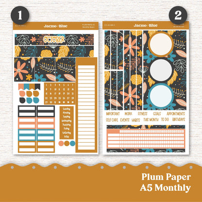 October Plum Paper Monthly Sticker Kit for 8x11 7x9 A5 Planners - Kit 211 Planner Stickers