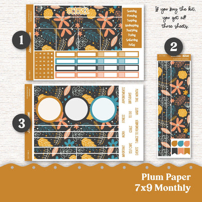 October Plum Paper Monthly Sticker Kit for 8x11 7x9 A5 Planners - Kit 211 Planner Stickers