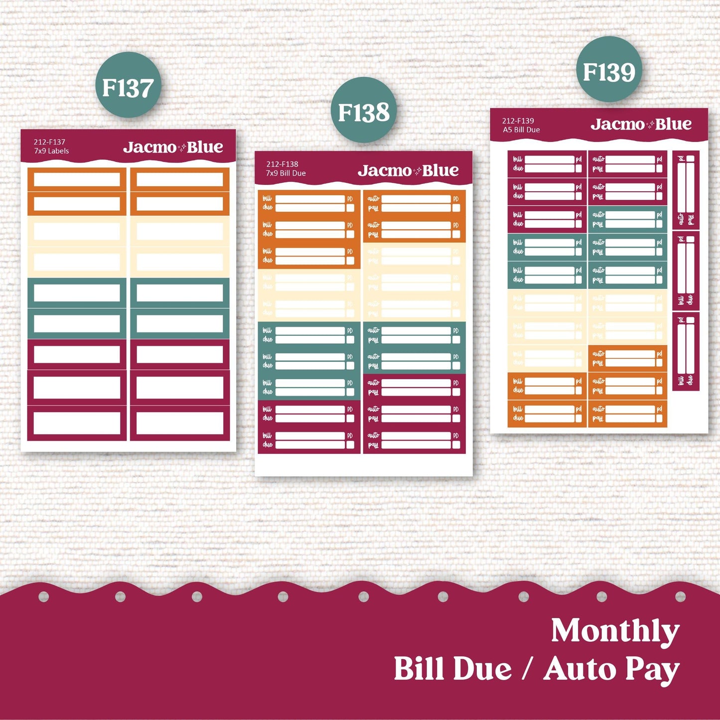 November Plum Paper Monthly Sticker Kit for 8x11 7x9 A5 Planners - Kit 212 Planner Stickers