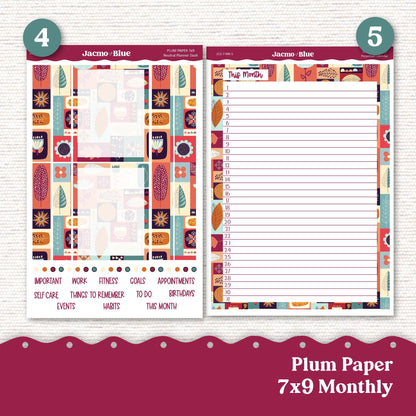 November Plum Paper Monthly Sticker Kit for 8x11 7x9 A5 Planners - Kit 212 Planner Stickers