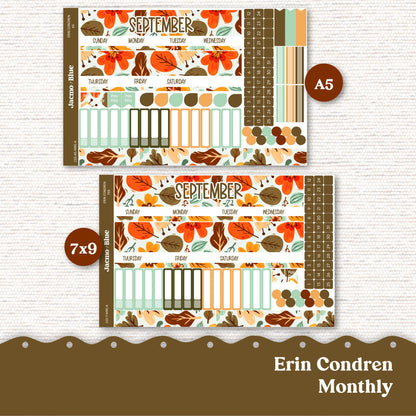 September 7x9 A5 Kit Monthly Planner Erin Condren Sticker Kit 210 Monthly Kit for 7x9 or A5 planners