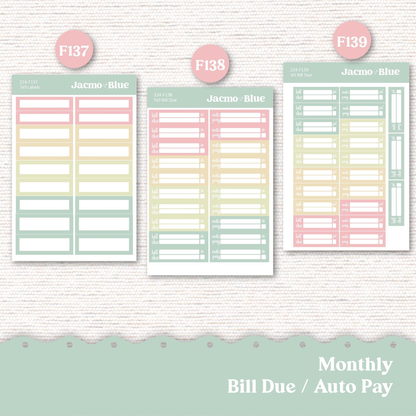 Lily Pads 7x9 A5 Kit Monthly Planner Erin Condren Sticker Kit 224 Monthly Kit for 7x9 or A5 planners