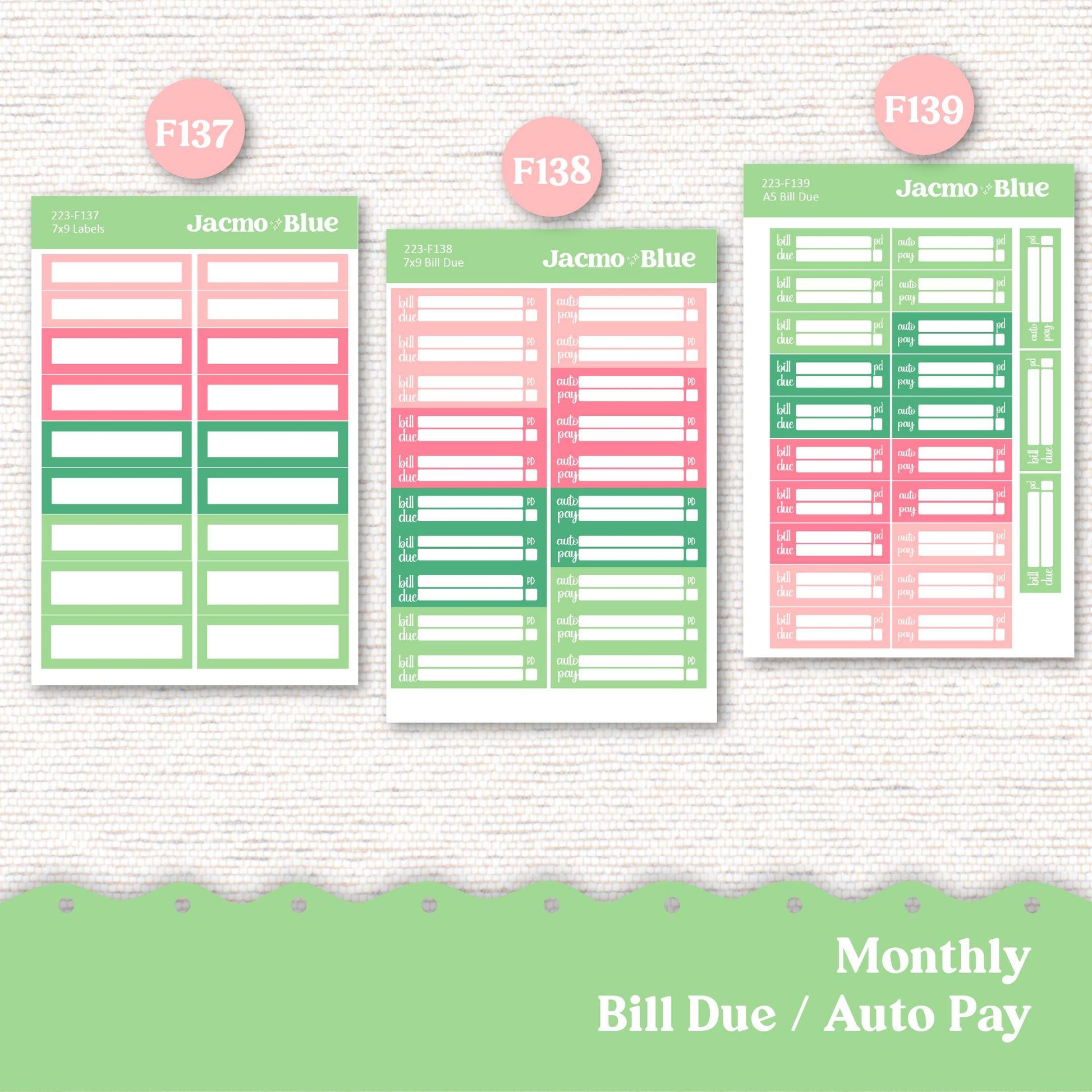 Carefree 7x9 A5 Kit Monthly Planner Erin Condren Sticker Kit 223 Monthly Kit for 7x9 or A5 planners