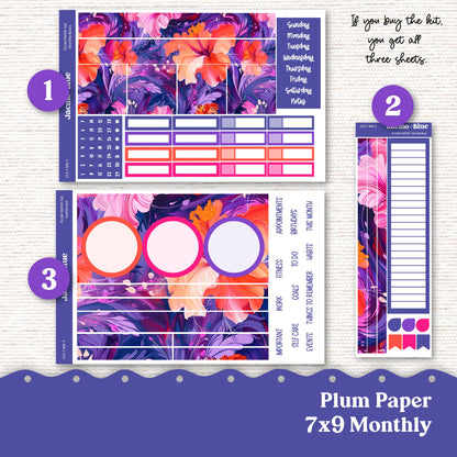 Spontaneous Plum Paper Monthly Sticker Kit for 8x11 7x9 A5 Planners - Kit 219 Planner Stickers Violet Pink Vibrant