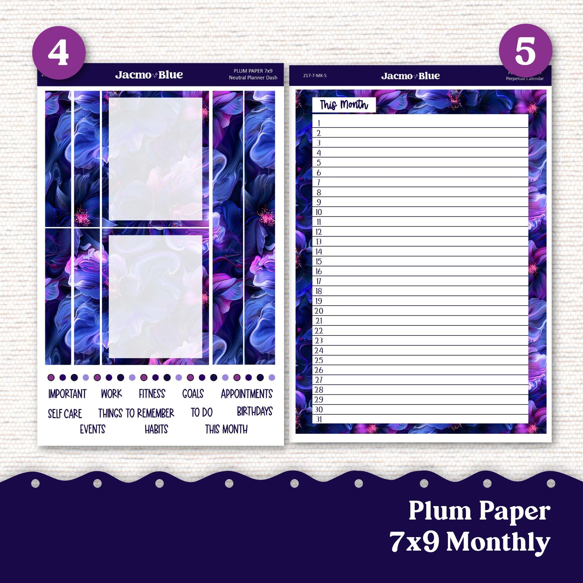 Moody 7x9 A5 Kit Monthly Planner Erin Condren Sticker Kit 217 Monthly Kit for 7x9 or A5 planners