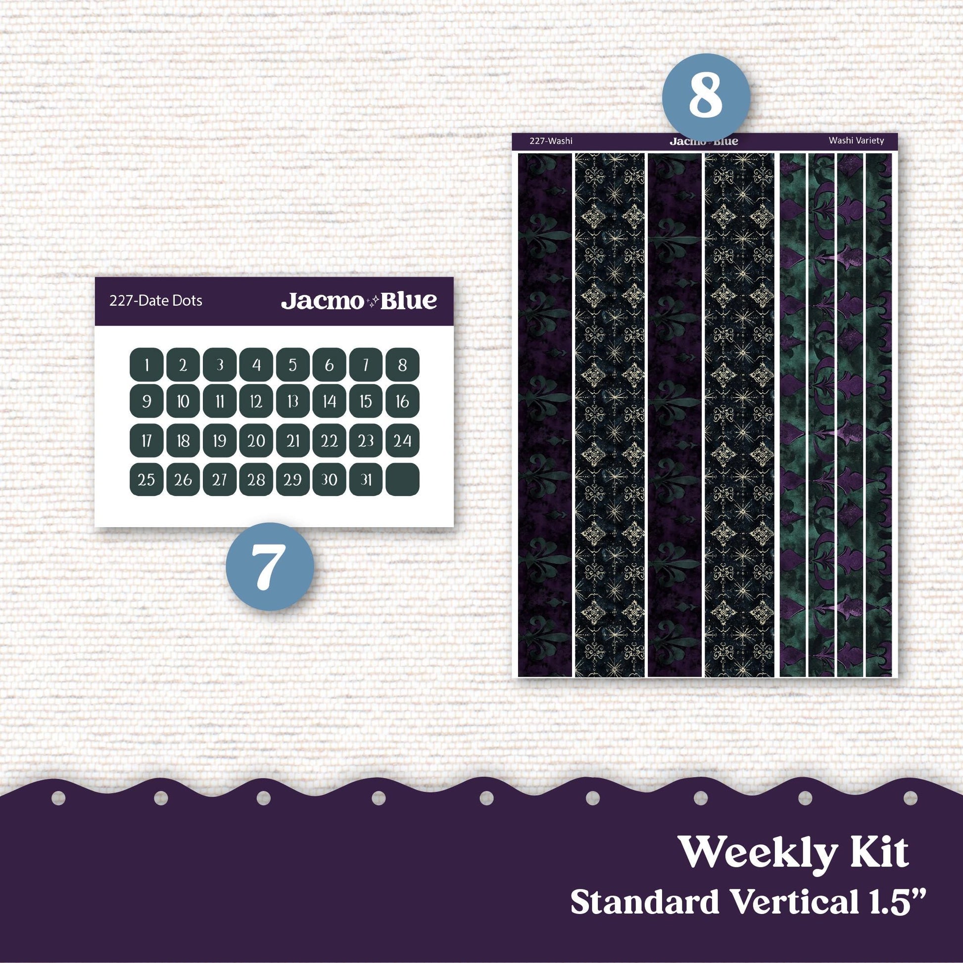 Voodoo Weekly Planner Sticker Kit Standard Vertical Planner Stickers Kit 103 - Happy Planner Erin Condren Plum Paper 1.5" Columns