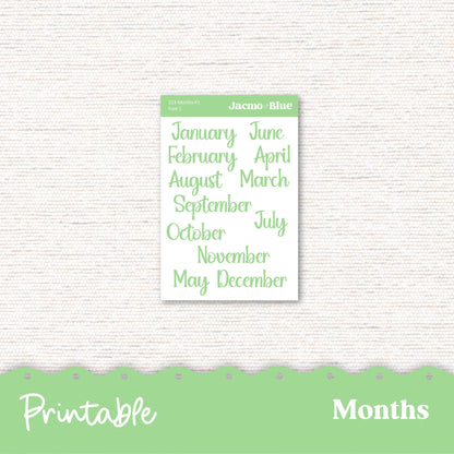 Printable Carefree Plum Paper Planner Monthly Stickers 8x11 7x9 A5 Print and Cut Download - 223P